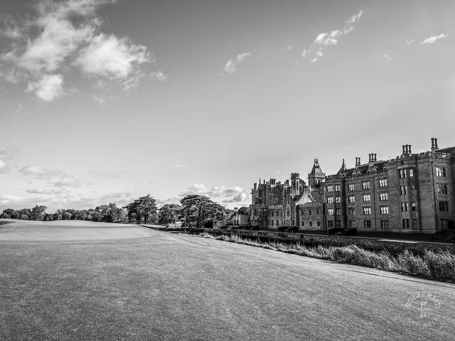 A fairway at Adare Manor running toward the river.