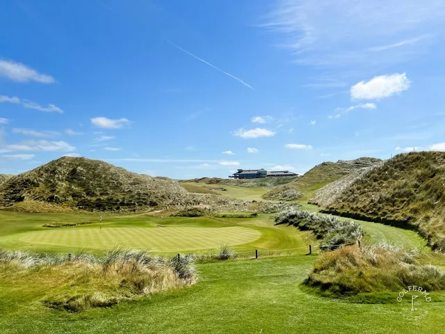 A wide view of the coastline from the Old Course at Ballybunion.