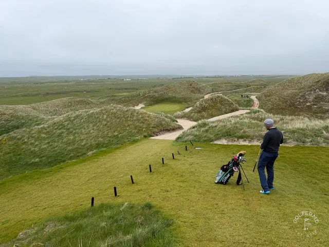 A fairway at Carne with the ocean filling the background.