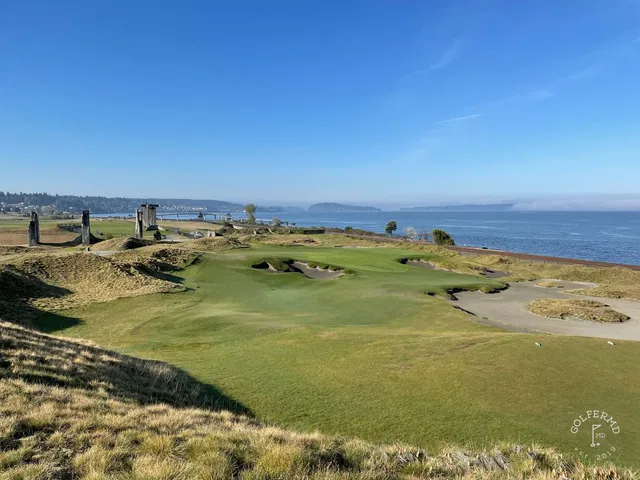 A wide view of the dunes and the sound from Chambers Bay.