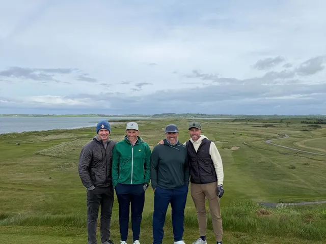 A wide fairway at Rosses Point, with Benbulbin on the horizon.