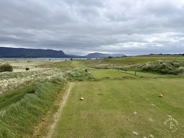 A wide hole at Rosses Point, the fairway running toward the Atlantic.