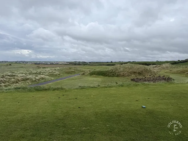 A wide view at Enniscrone, with the dunes and the bay on the horizon.