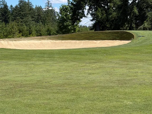 A group of golfers at The Home Course, with the trees behind them.