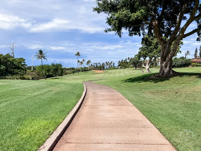 A green and flagstick at the Royal Course, with the ocean and a rocky shore behind the hole.