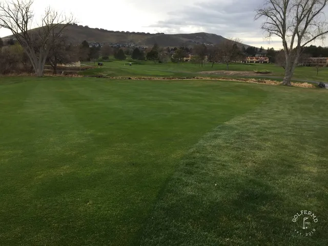 Another view of a green at Meadow Springs, with a bunker short of the hole.