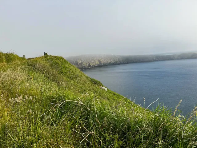 A fairway at Old Head on the headland, with the Atlantic filling the background.