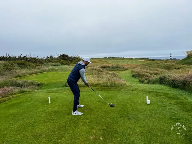 A close view of a green at Old Head, with the cliffs dropping to the Atlantic.