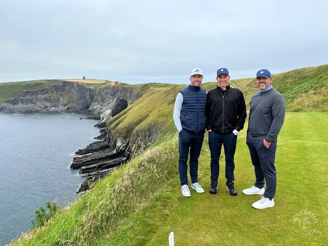 The full stretch of the Old Head cliffs, with the course along the top.
