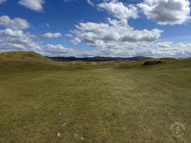 A wide view of the Sandy Hills, with Sheephaven Bay and the mountains beyond.