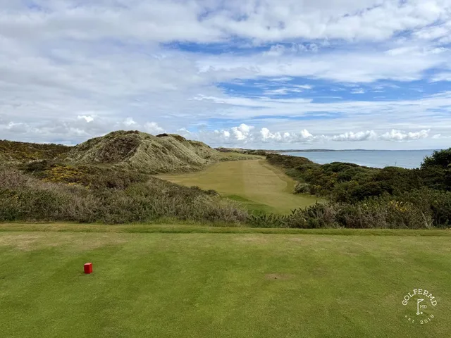 The dunes and Dundrum Bay from a tee on the Annesley Links.