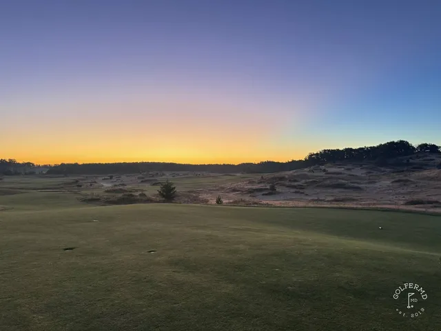A fairway at Sand Valley running through the sand hills, with fescue along the hole.