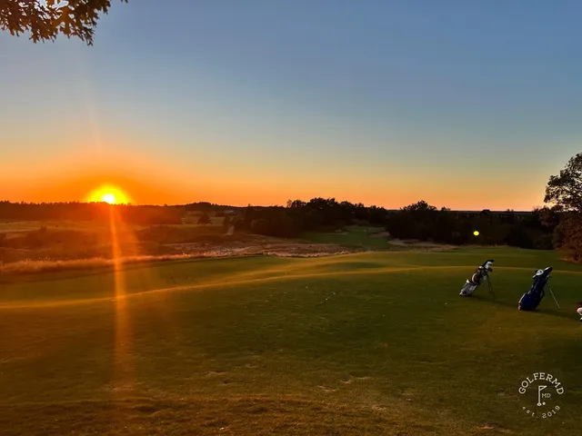 A fairway at Sedge Valley winding through the sand and fescue.