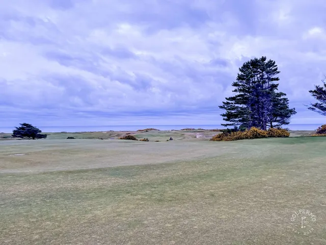 A fairway at Sheep Ranch running along the bluff toward the Pacific.