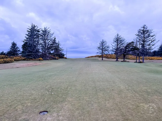 A tee at Sheep Ranch looking across the clifftop toward the Pacific.