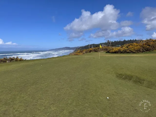 A last wide view of Sheep Ranch, the course spread along the Bandon cliffs.