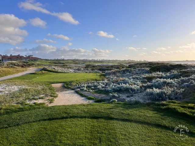 A fairway through the dunes toward the ocean at The Links at Spanish Bay.
