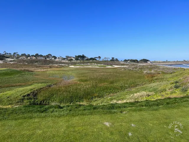 The coastline and the ocean from the dunes at The Links at Spanish Bay.