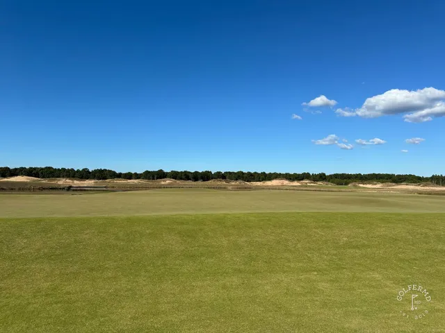 A fairway at The Lido with a large bunker along one side.