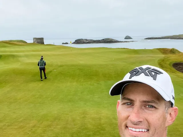 A short hole at Tralee, the flagstick standing in the dunes above the sea.