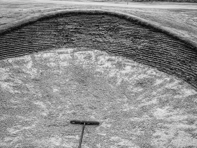 A view back up a hole at Tralee, the tee in the dunes and the bay to the side.
